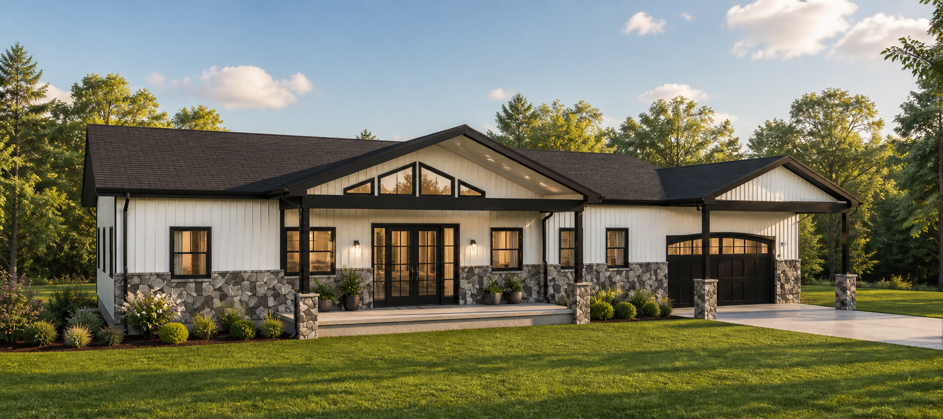 Greenbuild custom home exterior with energy-smart curb appeal